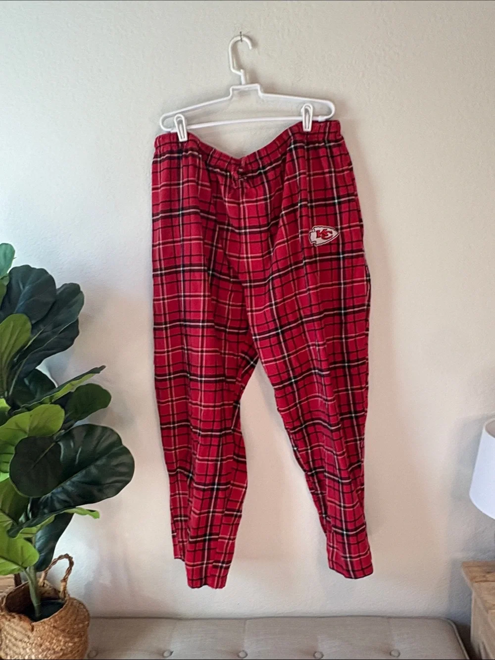 Team Apparel Red Plaid Men's drawstring pajama pants 2X Kansas City Chiefs
